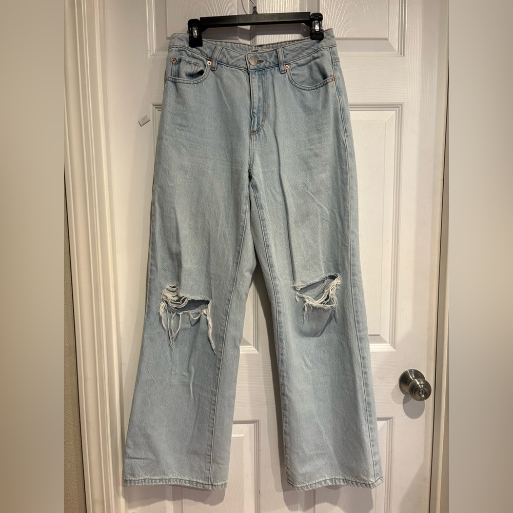 Garage Light Blue Distressed Flare Jeans